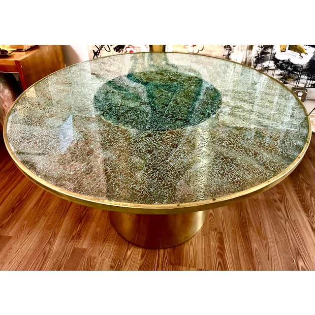 Steve Chase Design Crackle Glass and Brass Dining Table For Sale In Palm Springs - Image 6 of 12