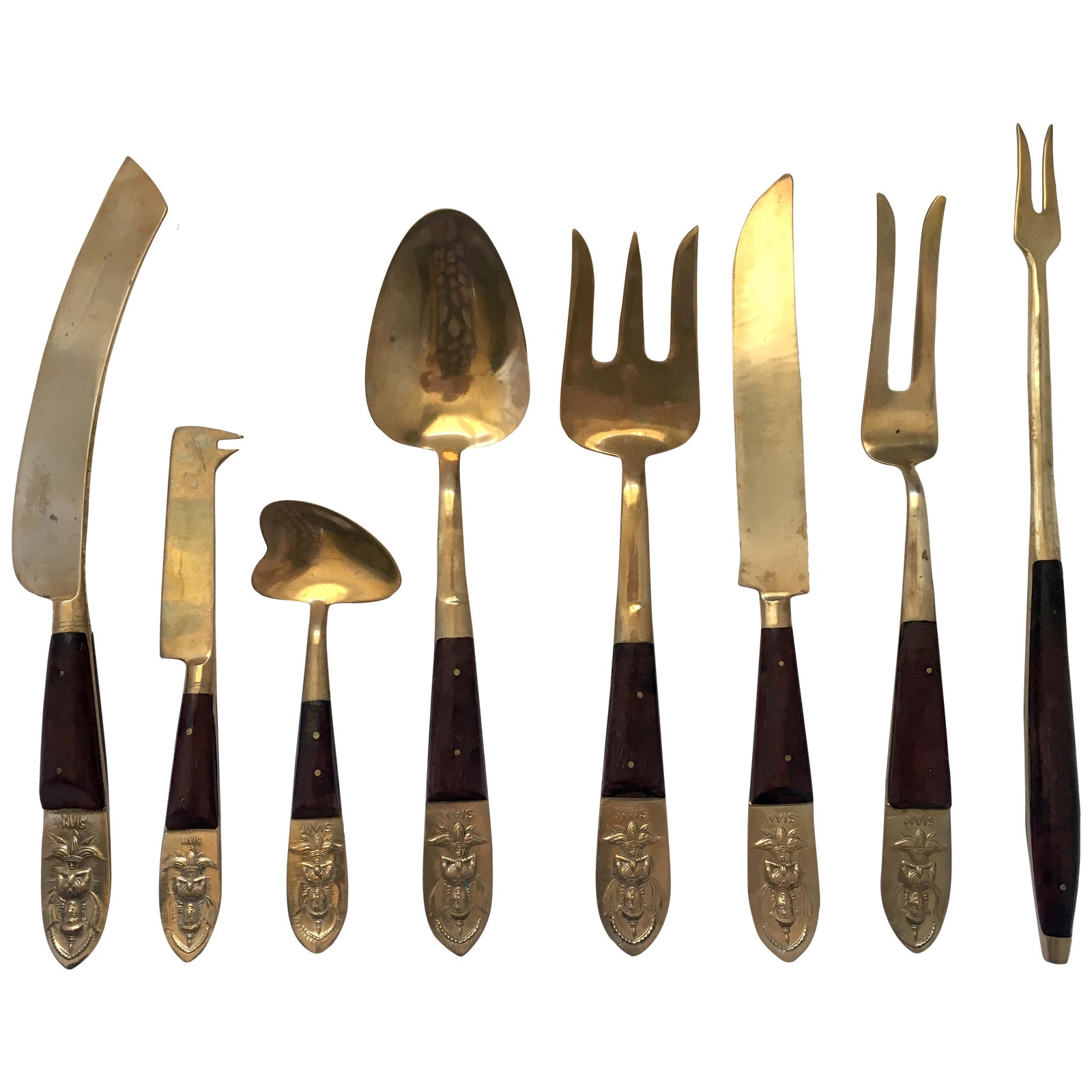 Bronze & Rosewood Serving Flatware Set of 8 Chairish