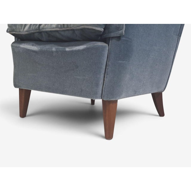 Danish Cabinetmaker, Lounge Chairs, Blue Velvet, Stained Wood, Denmark, 1950s For Sale - Image 10 of 11