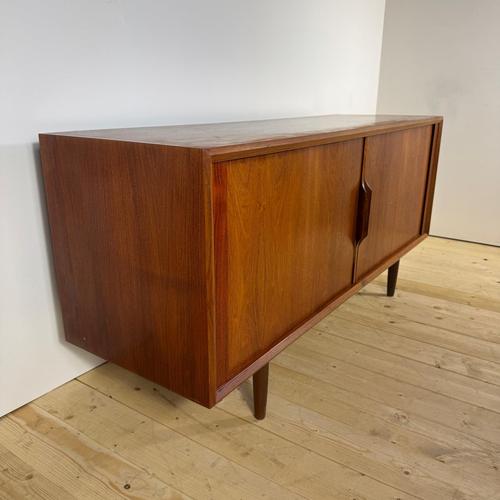 Mid-Century Scandinavian Teak Sideboard with Retractable Doors For Sale - Image 4 of 15