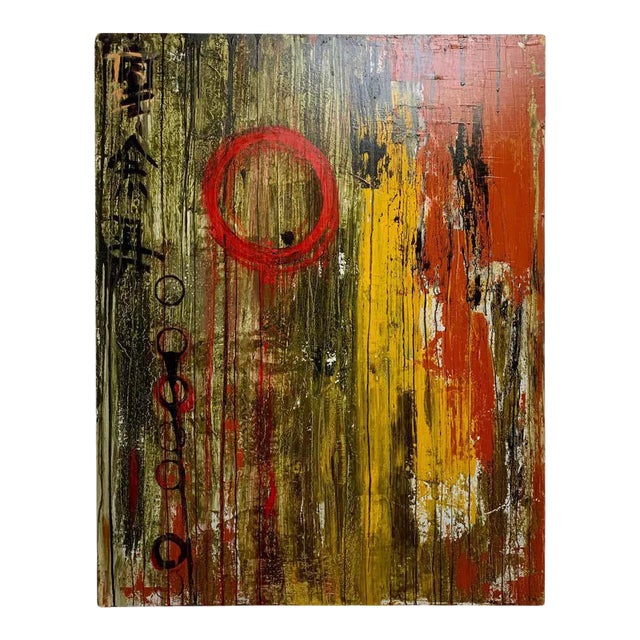 Mixed Media Painting on Board For Sale