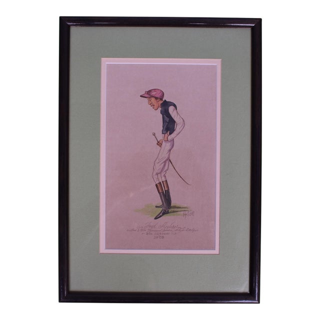 Fred Archer Jockey One & Two Thousand Guineas, St Leger, Derby Won 229 Races 1878 Watercolour by Astor For Sale