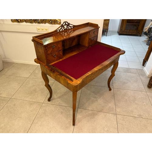 Late Biedermeier Ladies Secretaire Desk in Walnut For Sale - Image 3 of 18