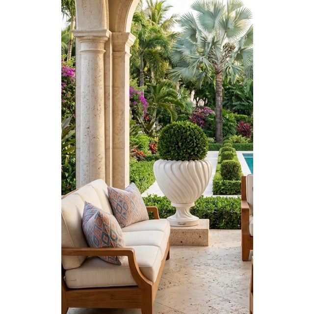 Vintage Italian Hand-Painted Swirl Ceramic Pedestal Vase For Sale - Image 11 of 12