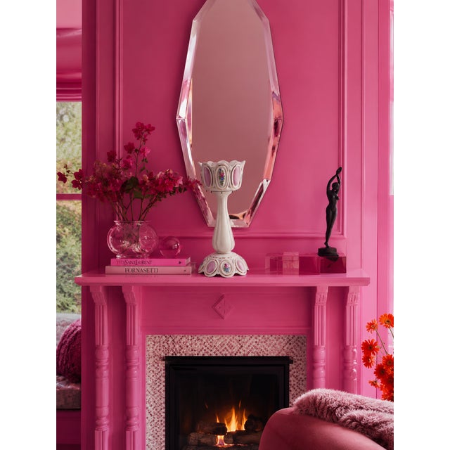 Antique Victorian Porcelain French Panel Mantel Luster Hand Painted Pink Gold For Sale - Image 12 of 12