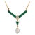 1960s Mid Century Diamond Emerald 18k Gold Necklace For Sale