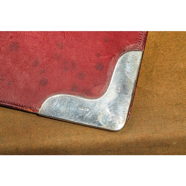 Handsome English Leather Document Desk Folio Folder Antique Sterling Silver Home Decor For Sale - Image 4 of 9