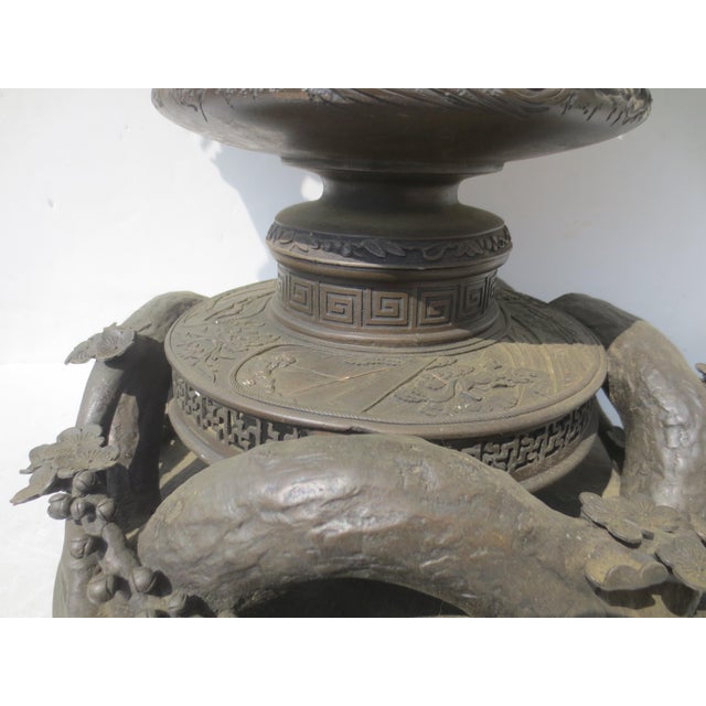 Massive Meiji Bronze Temple Urn 19th Century For Sale - Image 16 of 17