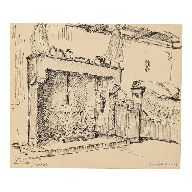 Rock - Pen Drawing by M. Juan - 1943 1943 For Sale