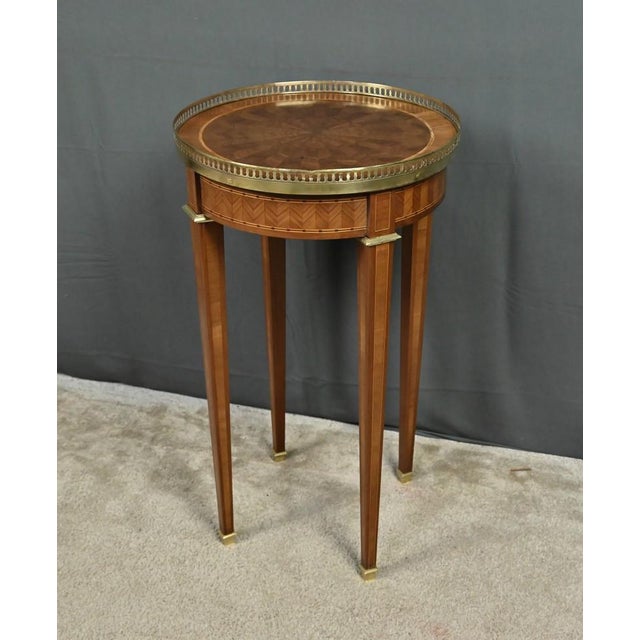 Antique Louis XVI Style Marquetry Side Table, 1890s For Sale - Image 11 of 13