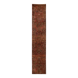 1920 2'7"x13'4" Purple Antique Persian Sarouk Pure Wool Hand Knotted Clean Runner Rug