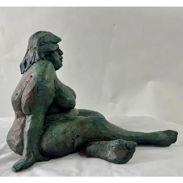 Green Nude Sitting Woman Bronze Sculpture by James Patrick Maher For Sale - Image 8 of 14