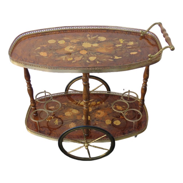 Italian Inlay Bar Server Tea Coffee Cart 6582 For Sale