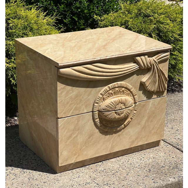 Mid 20th Century Italian Nightstand with Faux Marble Laminate For Sale - Image 4 of 12