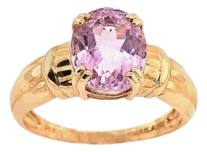 14 Karat Yellow Gold Fashion Oval Amethyst Ring