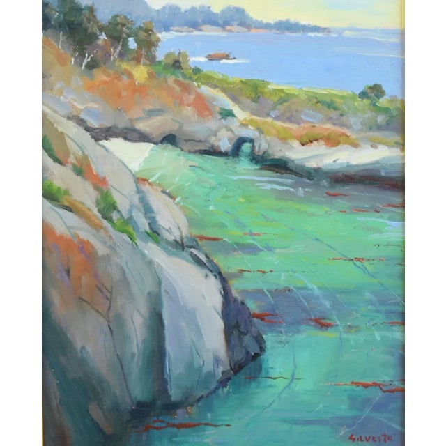 Silvio Silvestri, Listed Artist Seascape Landscape Oil Painting Including the Antiqued Gold Wood Frame For Sale In Los Angeles - Image 6 of 12