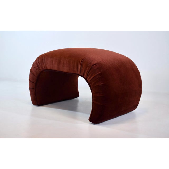 Wood Directional Waterfall Ottoman Set, Auburn Velvet, Art Deco, Usa, 1980s For Sale - Image 7 of 10