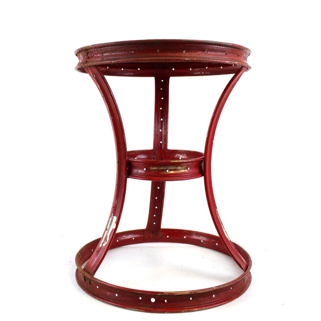 Mid-Century Modern Round Red Side Table For Sale - Image 3 of 10