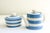 Ceramic Handmade in England Striped Stonware Cornishware Teapot/Butter Dish For Sale - Image 7 of 9