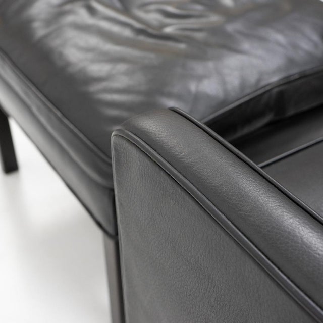 Black Set of Black Leather Wingchair and Ottoman by Borge Mogensen for Fredericia, 1960s For Sale - Image 8 of 17