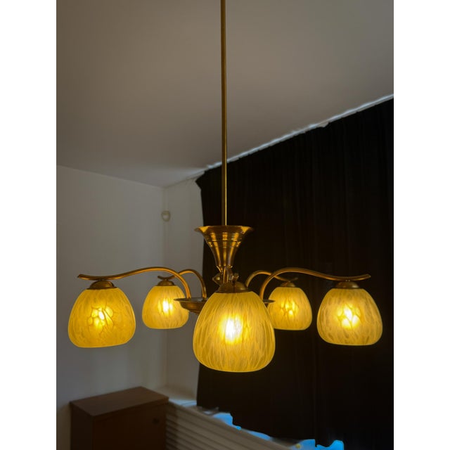 Metal Vintage Art Deco Pendant in Brass For Sale - Image 7 of 13