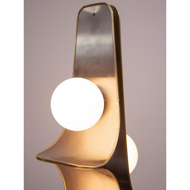 Vintage Floor Lamp in Brushed Metal and Opaline, 1969 For Sale - Image 10 of 17