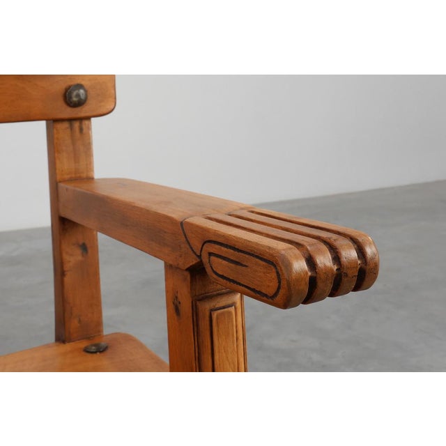 Rustic Carved Oak Iberian Side Chair, Spain, 1900 For Sale - Image 6 of 15