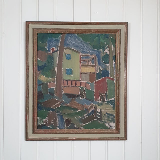 1948 Mid-Century Danish Fauvist Modernist Oil Painting by Sigurd Swane For Sale - Image 14 of 16