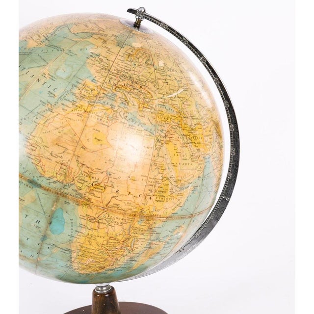 Brown Vintage English Terrestrial Library Globe from Philips, 1950s For Sale - Image 8 of 11