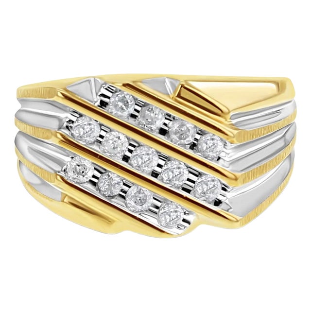 Mens Two Toned Diamond Ring .65cttw 14k Gold, Size 10.75 For Sale