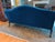 Chippendale Restored Vintage Chippendale Style Camelback Sofa in Blue Velvet For Sale - Image 3 of 18