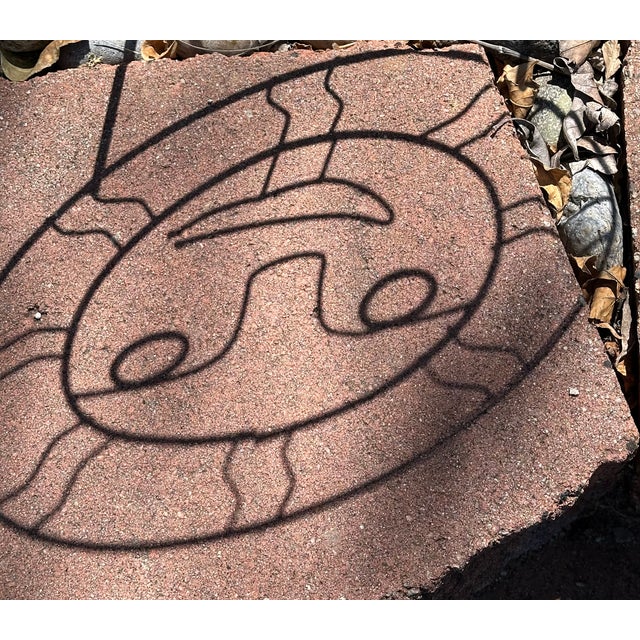 Mid 20th Century Mid-Century Modern Black Wire Sun Face Wall Sculpture – Abstract Contoured Metal Art For Sale - Image 5 of 5