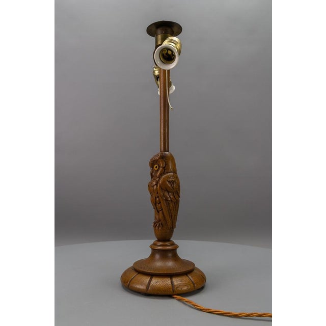 Metal Art Deco 2-Light Owl Sculpture Table or Desk Lamp, Germany, 1920s For Sale - Image 7 of 18