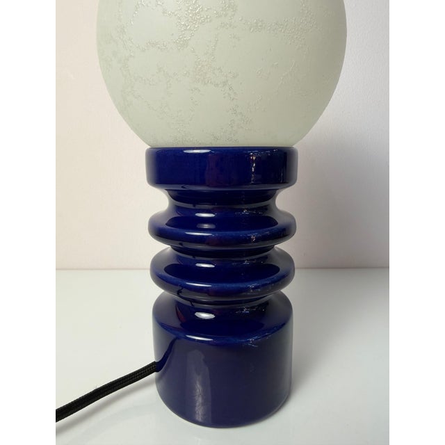 Blue Ceramic and Glass Table Lamp by Cari Zalloni for Dümler & Breiden, 1970s For Sale - Image 6 of 11