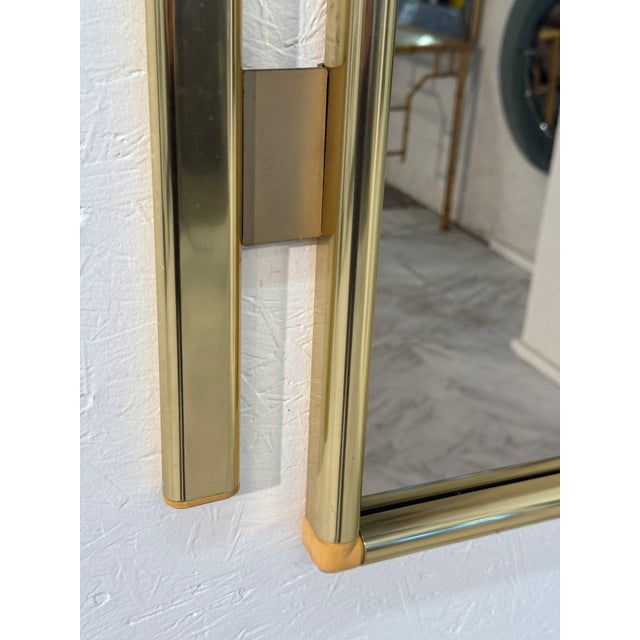 Italian Vintage Italian Brass and Lucite Wall Mirror 1970s For Sale - Image 3 of 8