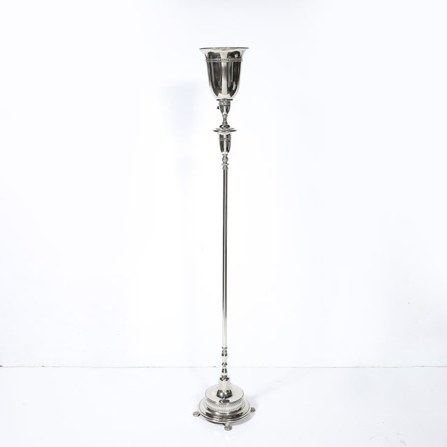 Classical Hollywood Regency Silvered Bronze Torchiere For Sale - Image 15 of 18