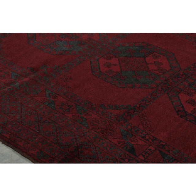 Vintage Midcentury Bokhara Traditional in Wool Red and Blue Geometric Rug For Sale In New York - Image 6 of 9