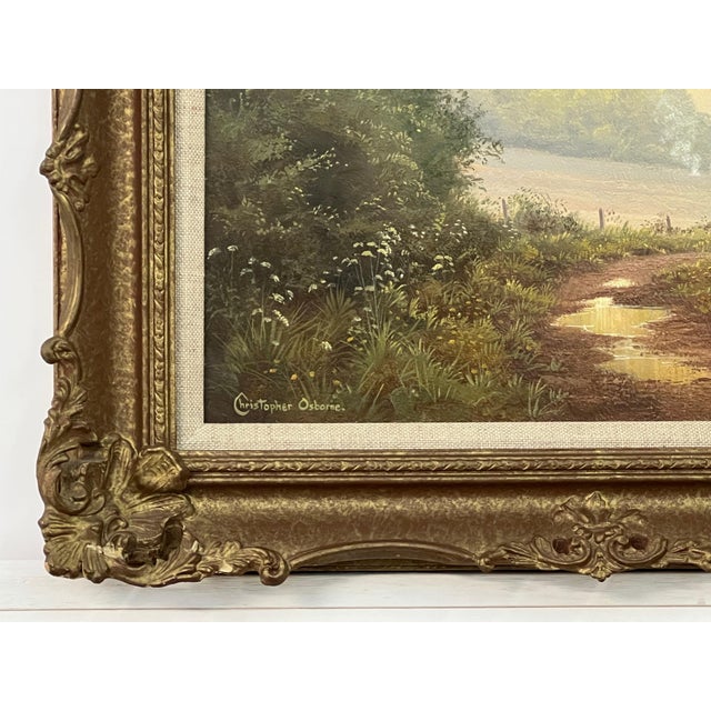 Country Lane to Farmhouse & Birds in English Countryside by 20th Century Artist Circa 1990 For Sale - Image 4 of 18