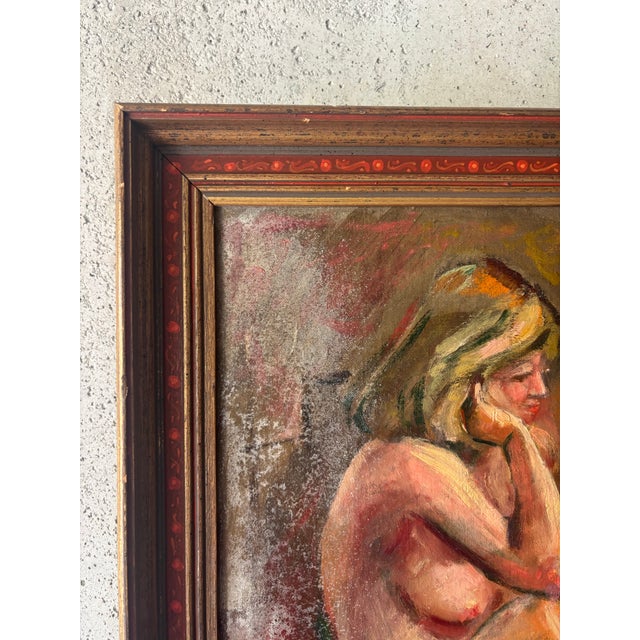 1950s 1950s Mid-Century Modern Expressionist Female Nude Oil Painting For Sale - Image 5 of 7