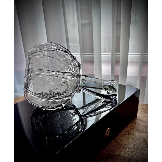 Antique Engraved Glass Claret Jug with Crystal Wine Goblets, 1890s, Set of 3 For Sale - Image 11 of 18