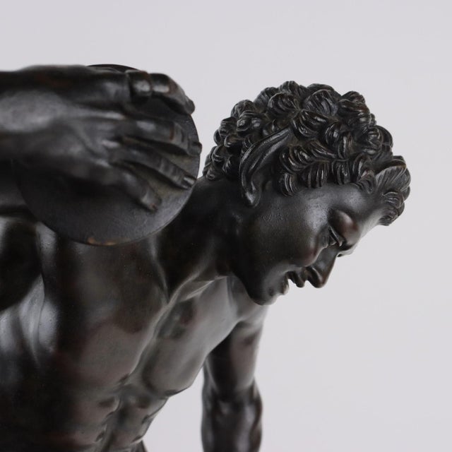 Metal Faun with Cymbals, Bronze on Marble Base, 1890s For Sale - Image 7 of 11