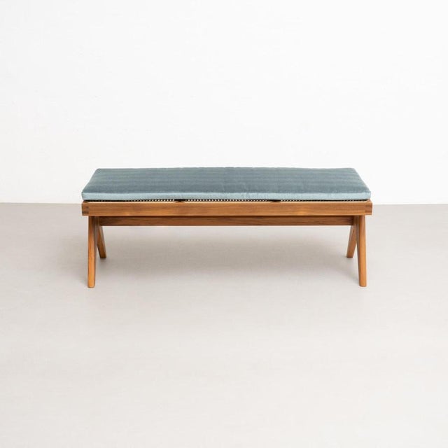 Cassina Model 057 Civil Bench with Cushion by Pierre Jeanneret for Cassina For Sale - Image 4 of 15