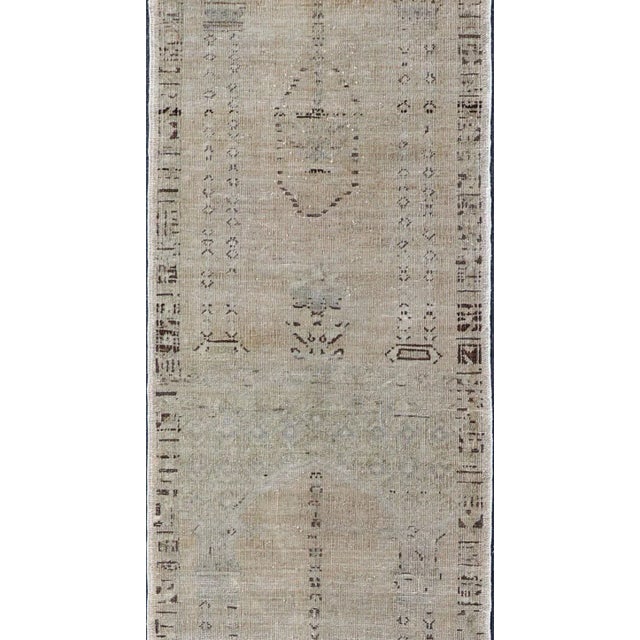 Islamic Skinny Long Turkish Runner With Floral Design in Taupe, Gray, and Brown For Sale - Image 3 of 13