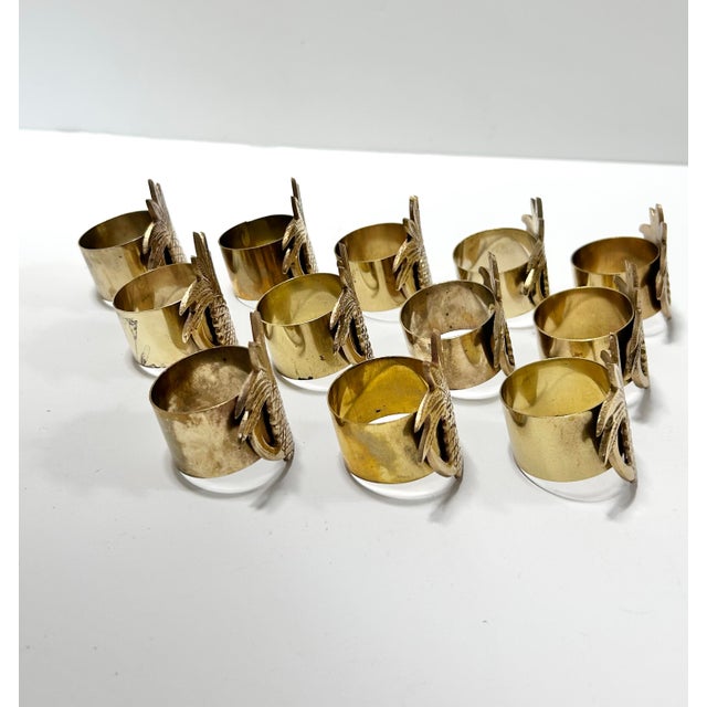Vintage Hollywood Regency Solid Brass Pineapple Napkin Rings – Set of 12 For Sale - Image 9 of 12