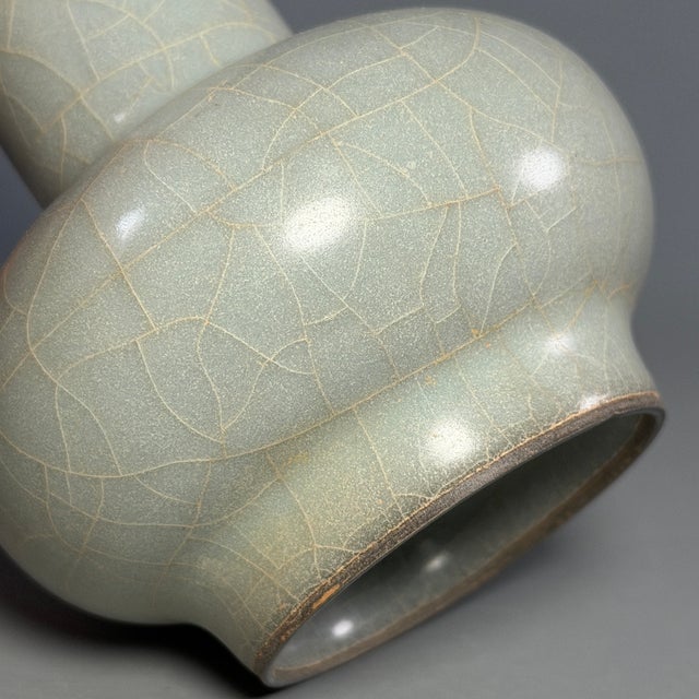 15th Century & Earlier Antique Chinese Official‑Style Celadon Arrow Vase With Tubular Handles For Sale - Image 5 of 6