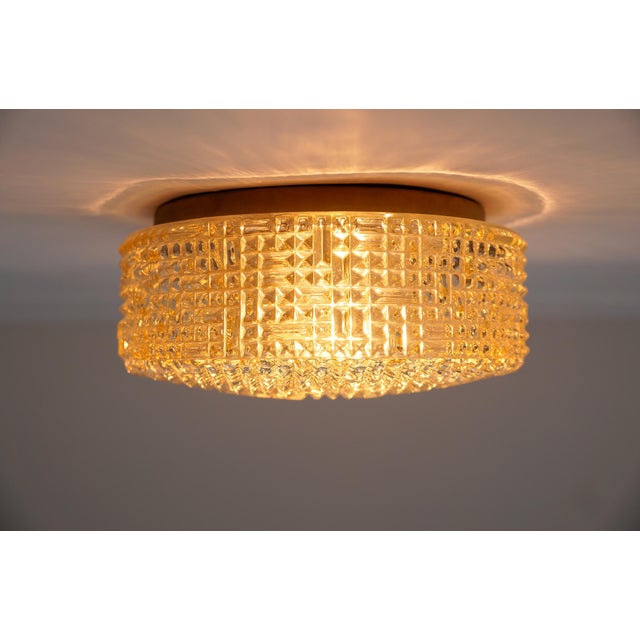 Metal Vintage Amber Bubble Glass Flush Mount Lamp by Helena Tynell for Limburg Boom, 1960s For Sale - Image 7 of 10