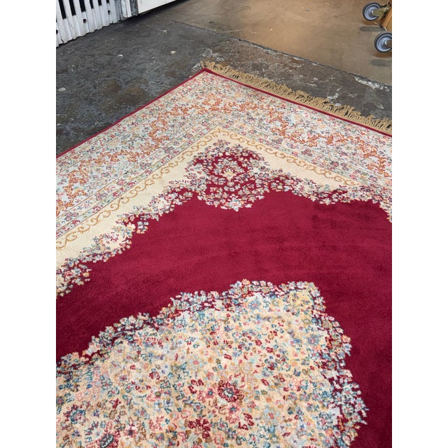 8 Ft 7 in × 12 Ft 3 in Karastan Red Medallion Kirman Area Rug, Vintage For Sale - Image 11 of 12