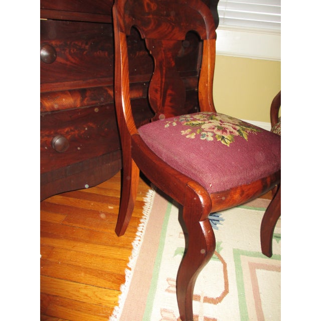 Mid 19th Century Mid 19th Century Antique Empire Flame Mahogany Accent Chair With Needlepoint Seat For Sale - Image 5 of 8