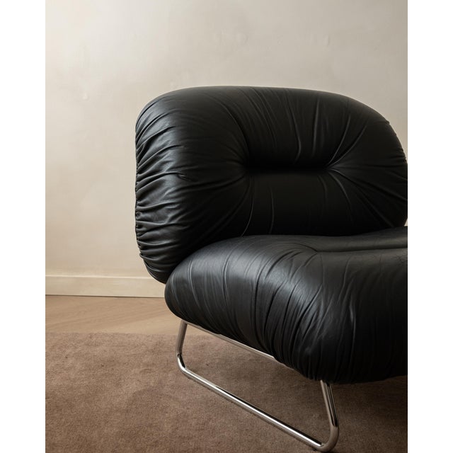 Italian Leather and Chrome Lounge Chairs, 1980s, Set of 3 For Sale - Image 16 of 18
