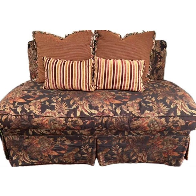 Old Hickory Tannery Silk Brocade Settee | Chairish